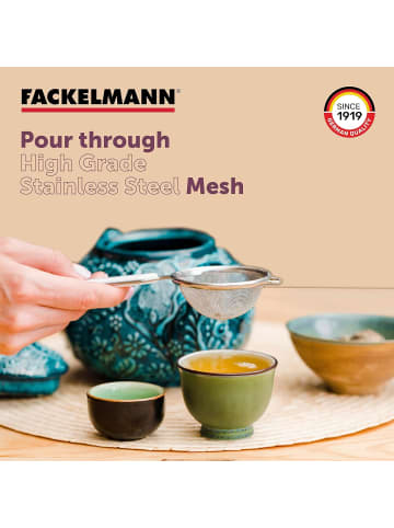 Fackelmann Sieb Ø 7 cm Küchensieb aus Edelstahl Weiß/Silber Seiher Teesieb 1 Stück