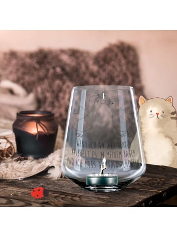 Mr. & Mrs. Panda Teelichthalter Pinguine Kuss mit Spruch in Transparent