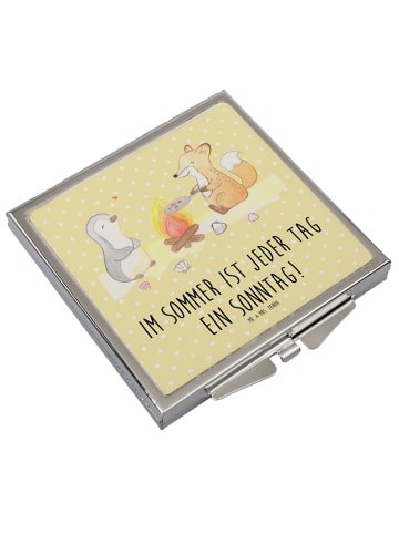 Mr. & Mrs. Panda Taschenspiegel Sommer Sonntag mit Spruch in Gelb Pastell