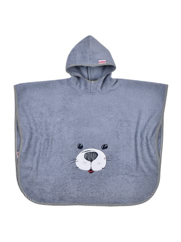 Wörner Bade-Poncho 75 x 60 cm - Stickerei Seehund in grau