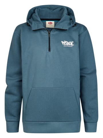 Petrol Industries Millpark Hoodie mit kurzem Reißverschluss in Blau