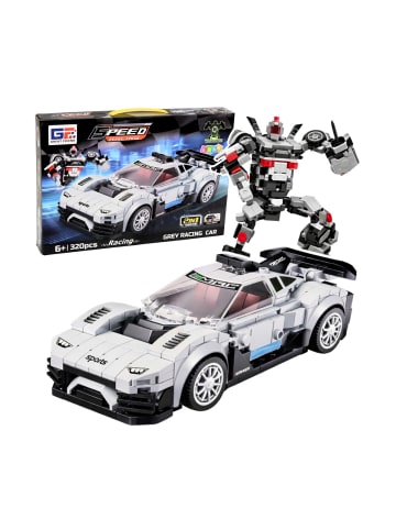 Wisam® 2in1 Rennwagen Roboter Bausteine Weiß 320 Teile