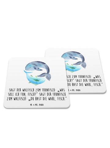 Mr. & Mrs. Panda Untersetzer Walfisch Thunfisch mit Spruch in Weiß