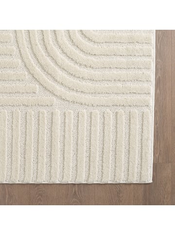KADIMA DESIGN Teppich 3D Waschbar Skandinavischer Boho RIGI Strapazierfähig in Creme
