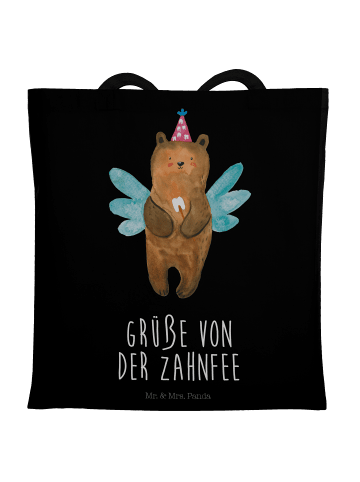 Mr. & Mrs. Panda Canvas Bag Bär Zahnfee mit Spruch in Schwarz