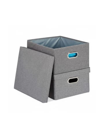relaxdays 4x Aufbewahrungsbox in Grau - (B)34,5 x (H)20,5 x (T)42 cm