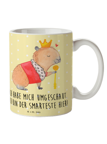 Mr. & Mrs. Panda Geschenktasse Capybara König mit Spruch in Gelb Pastell