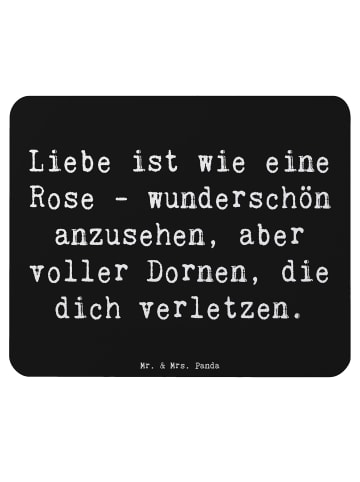 Mr. & Mrs. Panda Mauspad Spruch Rose Herzschmerz mit Spruch in Schwarz