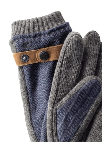 Camel Active Handschuhe mit Lederriemen in Wolloptik in Blau