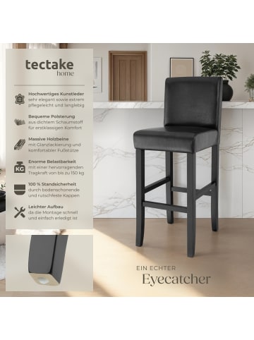 tectake Barstuhl aus Kunstleder, gepolstert mit Rückenlehne