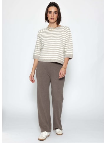 SASSYCLASSY Gestreiftes Strickoberteil in Taupe