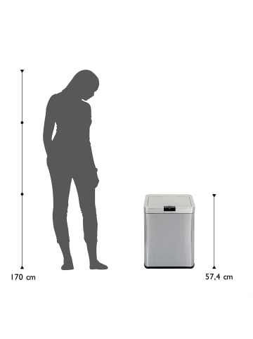 Echtwerk Edelstahl Abfalleimer mit Sensor 48 l in Silber