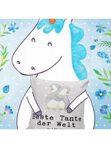 Mr. & Mrs. Panda kissen bedruckt Pinguin Beste Tante der Welt mi... in Grau Pastell