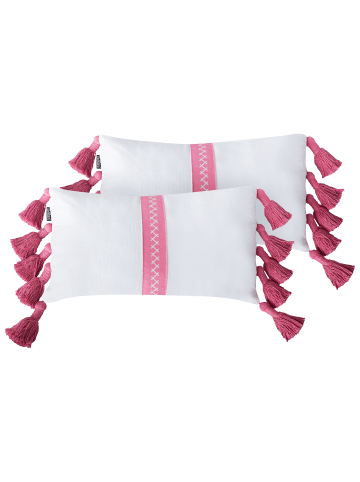 Beliani 2er-Set Dekokissen LOVELY in Weiß/Rosa