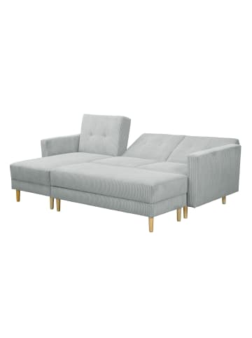 58 aufm Kessel FUNKTIONSSOFA mit Hocker Kattie Cordstoff silber