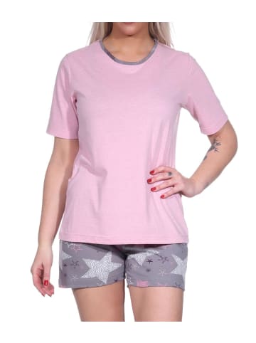 NORMANN Shorty Pyjama kurzen Shorts Sterne  - 74366 in rosa