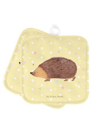 Mr. & Mrs. Panda Topflappen Igel Herzen ohne Spruch in Gelb Pastell