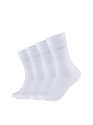 camano Socken für Damen und Herren Businesssocken Komfortbund Bequem Langlebig Baumwolle Soft  mit verstärktem Fersen- und Zehenbereich 4er Pack ca-soft in Weiß