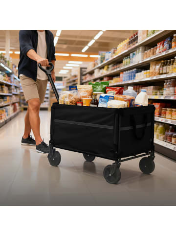 relaxdays Bollerwagen in Schwarz - (B)50 x (H)97 x (T)76 cm