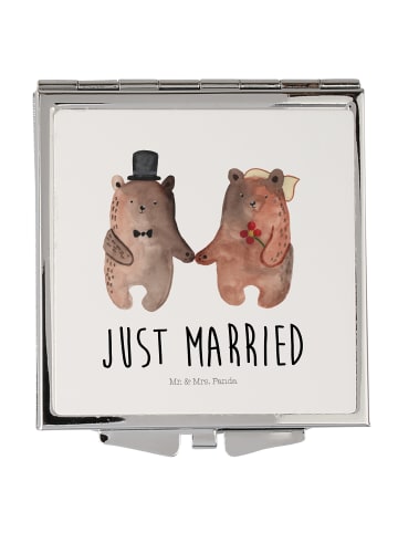 Mr. & Mrs. Panda Schminkspiegel Bär Heirat mit Spruch in Weiß