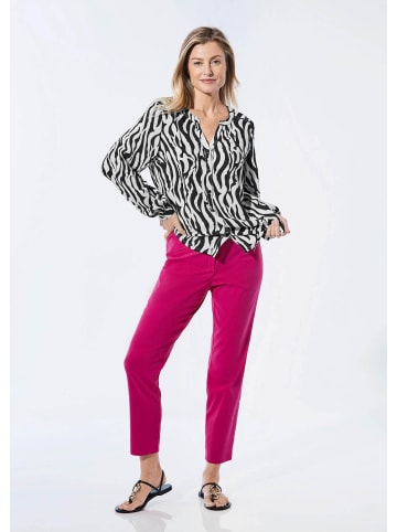 GOLDNER Bluse Bluse mit Tunika Ausschnitt in schwarz / weiß / gemustert