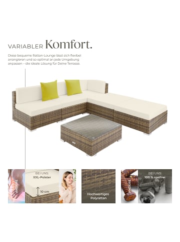 tectake Rattan Sitzgruppe mit 2 extra Kissen, inkl. 8 Verbindungsklammern