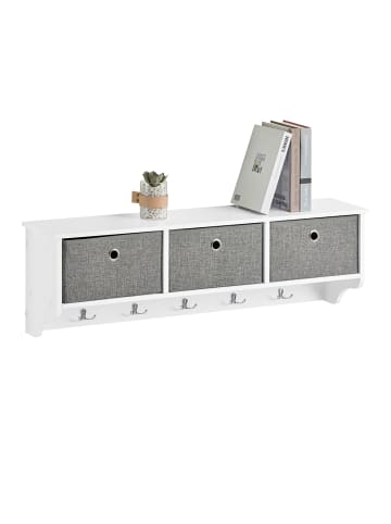 SoBuy Wandgarderobe in Weiß und Grau - (B)100 x (H)30 x (T)20cm