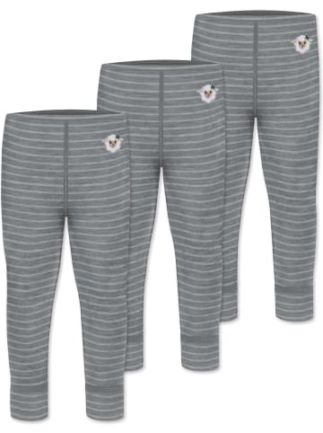 Normani Outdoor Sports 3er Pack Baby Merino Lange Unterhose Tutira in Grau gestreift