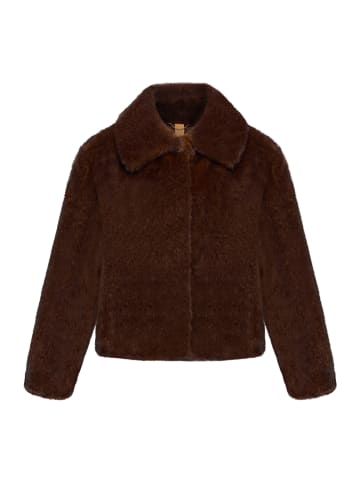 CARTOON Kunstfell-Jacke mit Eingrifftaschen in Braun