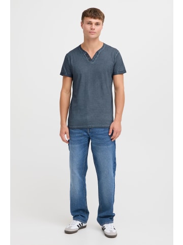 !SOLID Rundhalsshirt SDTino 21102896ME Kurzarmshirt mit Knopfleiste in Blau