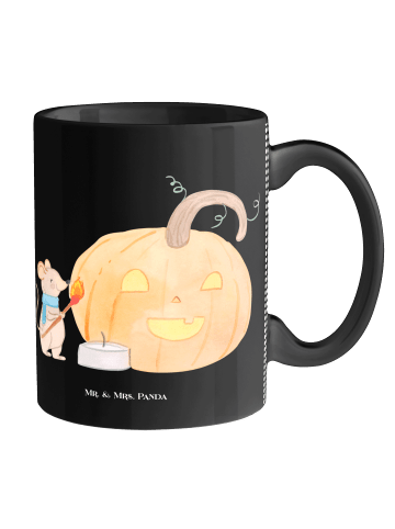Mr. & Mrs. Panda Bürotasse Kürbis Maus ohne Spruch in Schwarz