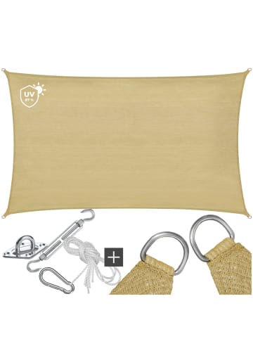 tectake Sonnensegel Sunny umfangreiches Montagematerial, Sand