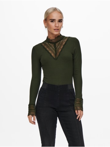 ONLY Design Longsleeve mit Spitze ONLTILDE LACE TOP Oberteil in Grün-3