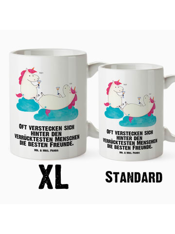 Mr. & Mrs. Panda Kaffeetasse Einhorn Sekt mit Spruch in Weiß
