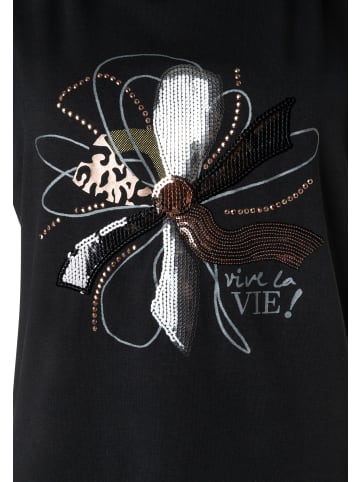 More & More modernes Kurzarmshirt, Paillettenapplikation in black