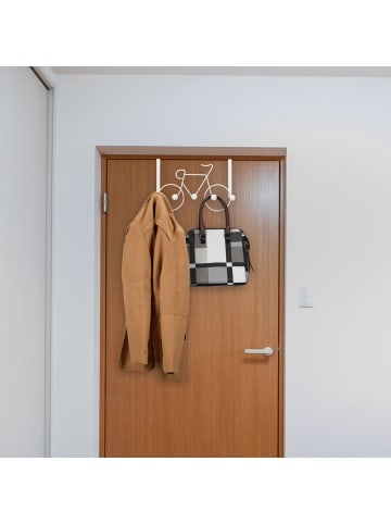 relaxdays Kleiderhaken "Fahrrad" in Weiß - (B)32 x (H)22 x (T)10 cm