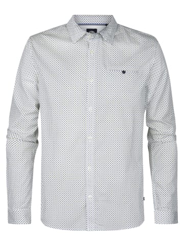 Petrol Industries Hemd mit Allover-Muster Marinafront in Weiß