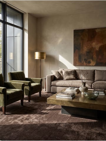 KADIMA DESIGN Rundteppich Uni Antirutsch weich wohnlich Wohnzimmer Schlafzimmer in Braun