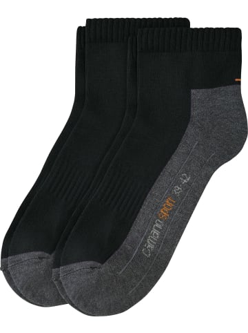 camano Unisex-Sport-Kurzsocken 2 Paar in schwarz