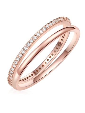 Lulu & Jane 2er Set Ringe roségold Zirkonia weiß in roségold