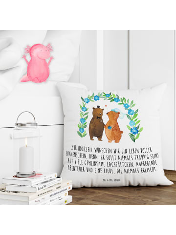 Mr. & Mrs. Panda 40x40 Kissen Bären Hochzeit mit Spruch in Weiß