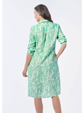 GOLDNER Kurzgröße:  Kleid in salbei / weiß / gemustert