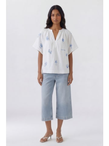 Oui Bluse in white blue