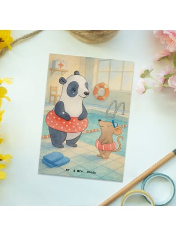 Mr. & Mrs. Panda Postkarte Otter Schwimmen Design ohne Spruch in Weiß