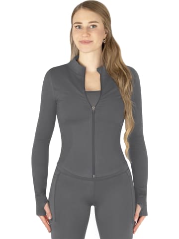 Circle Five Damen Shaping Zipper Jacke Trainingsjacke in Anthrazit