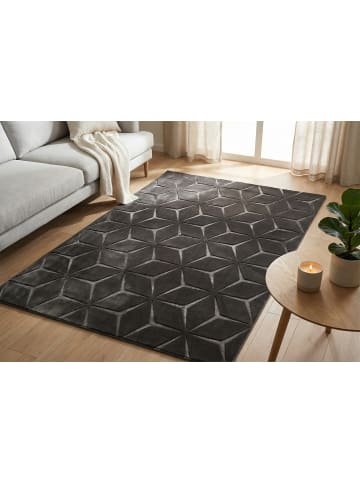 Vivorum Wohnzimmer Teppich – Kurzflorteppich Calma 225 in Anthrazit