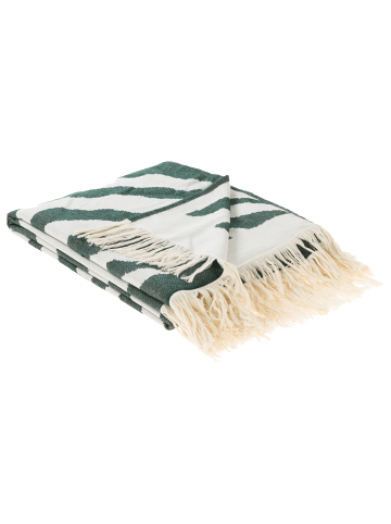 Beliani Kuscheldecke BARTAR in Grün/Weiß - (W) 130 x (H) 0.3 x (L) 180 cm
