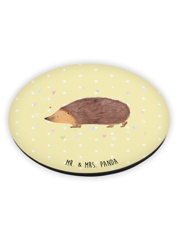 Mr. & Mrs. Panda Rund Magnet Igel Herzen ohne Spruch in Gelb Pastell