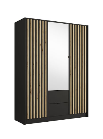 Feldmann-Wohnen Kleiderschrank Katania schwarz / Eiche Artisan 150 / 54,5cm / 200,5cm