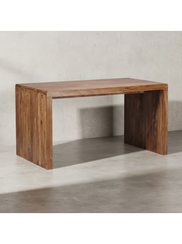 KADIMA DESIGN Schreibtisch TEKO: Massivholz Sheesham, Stauraum, stabil in Braun
